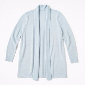 Haven Well Within Light Blue Ribbed Knit Open‎ Front Cardigan Sweater XL Petite